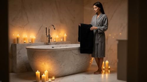 6 Piece Bath Towel Set, 2 Bath, 2 Hand, 2 Washcloths, Black