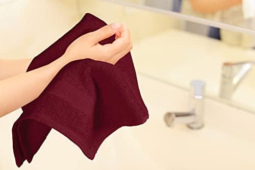 Belizzi Home Ultra Soft 6-Piece Hand Towel Set 16x28-100% Ringspun Cotton - Durable & Highly Absorbent Hand Towels - Ideal for use in Bathroom, Kitchen, Gym, Spa & General Cleaning - Burgundy