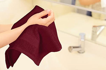 Belizzi Home Ultra Soft 6-Piece Hand Towel Set 16x28-100% Ringspun Cotton - Durable & Highly Absorbent Hand Towels - Ideal for use in Bathroom, Kitchen, Gym, Spa & General Cleaning - Burgundy