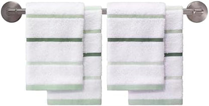 IZOD – Washcloths, Plush Ringspun Cotton Blend Towels with Absorbent Terry & Durable Hem, Striped Bathroom Towels, Set of 4 (Sandbar Green)