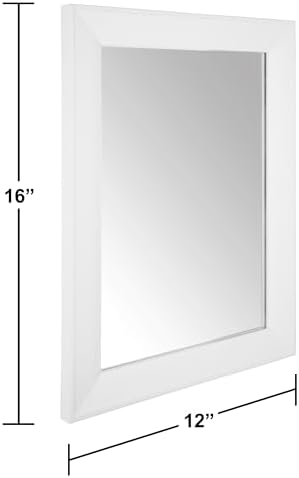 Ruomeng Rectangular Wall Mirror 12" x 16" Framed Mirror for Bathroom White