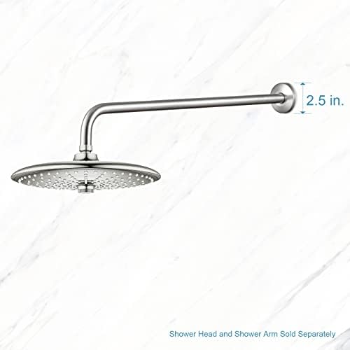 OFFO Shower Arm with Flange, 24 in Brushed Nickel Wall Mount Replacement Angle Shower Head Arm Wall-Mounted For Fixed Shower Head & Handheld Showerhead