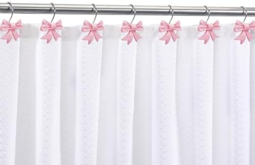 CHICTIE Decorative Shower Curtain Hooks, Bow Knot Shower Curtain Rings Hooks for Bathroom Baby Kids Room Rustproof Shower Hooks (Pink)
