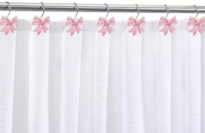 CHICTIE Decorative Shower Curtain Hooks, Bow Knot Shower Curtain Rings Hooks for Bathroom Baby Kids Room Rustproof Shower Hooks (Pink)