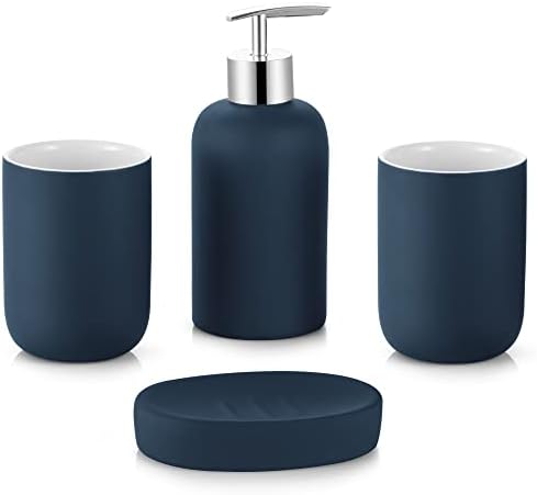 DUFU Blue Bathroom Accessory Set, 4 Pieces, Ceramic
