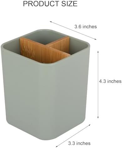 Bamboo Toothbrush Holder for Bathrooms Toothpaste Organizer - Green