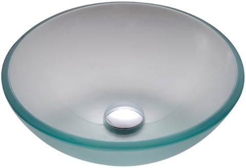 Kraus Frosted 14" Glass Vessel Bathroom Sink with PU-MR Chrome