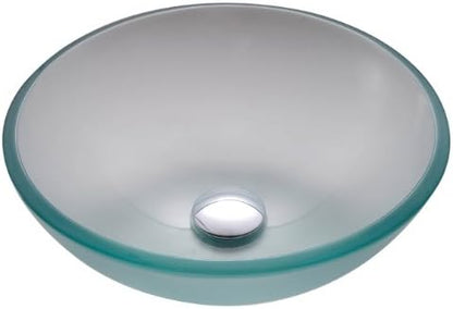 Kraus Frosted 14" Glass Vessel Bathroom Sink with PU-MR Chrome