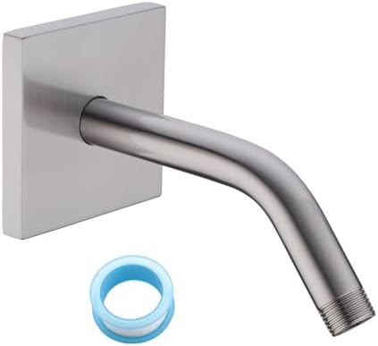 6-Inches Wall Mounted Shower Pipe Arm Extension for Fixed Shower Head, Shower Arm with Flange, Made of 304 Stainless Steel Shower Extension Extender Pipe, Never Rust Brushed Nickel,SW-91018-6BN-SQ.