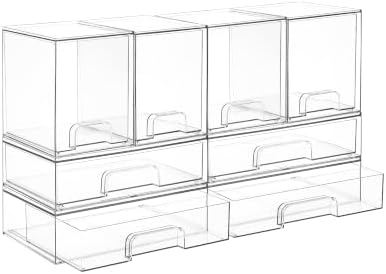 Vtopmart Clear Stackable Storage Drawers Set of 8, Plastic Organizer Bins