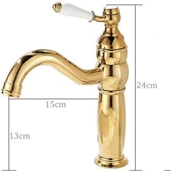 360° Rotatable Vintage Brass Bathroom Faucet - Short Single Handle Mixer Tap - Golden Sink Mixer for Kitchen & Bathroom, Stylish & Design