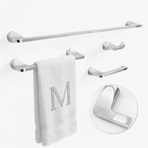 Mega Handles Bathroom Accessory Set Polished Chrome - 4-Piece, Towel Bar