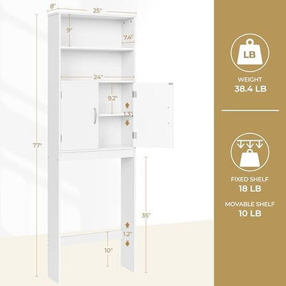 Yaheetech 77'' H Over the Toilet Storage Cabinet, Bathroom Organizer, White