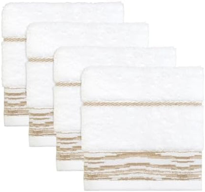 Nicole Miller - Washcloth Set, Heavyweight & Absorbent Jacquard Woven Cotton Towels, Set of 4, Dorm Room Essentials (Sydney Collection)