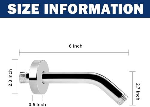 NearMoon Shower Arm with Flange, Made of 304 Stainless Steel Shower Extension Extender Pipe, Wall-Mounted for Fixed Bathroom Showerhead, Never Rust (6 Inch, Chrome Finish)