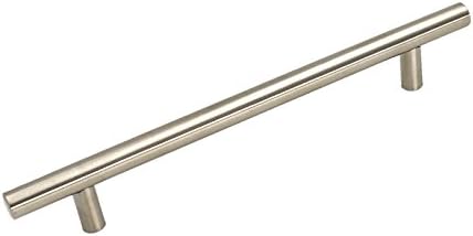 homdiy (5 Pack) Drawer Pulls Brushed Nickel Cabinet Pulls HD201SN Cabinet Hardware Euro Style Drawer Handles 6-1/4in Hole Centers Kitchen Cabinet Handles Cupboard Handles