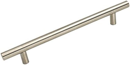 homdiy (5 Pack) Drawer Pulls Brushed Nickel Cabinet Pulls HD201SN Cabinet Hardware Euro Style Drawer Handles 6-1/4in Hole Centers Kitchen Cabinet Handles Cupboard Handles