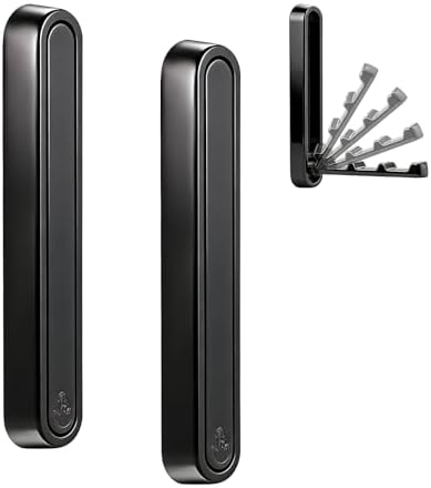 4.33 in Extended Folding Coat Hooks, 2 Pack Black Wall Hooks, Zinc Alloy