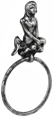 Antique Silver Cast Iron Mermaid Towel Holder 8.5 Inch - Mermaid Decoration - Metal Wall Art