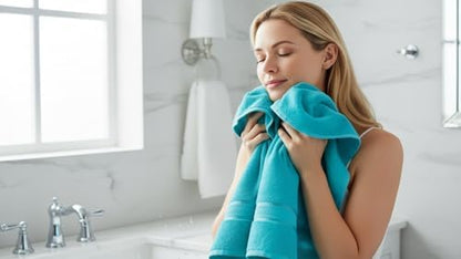6 Piece Bath Towel Set, 2 Bath, 2 Hand, 2 Washcloths, Turquoise