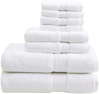 Madison Park 800GSM 100% Cotton Bathroom Bath Towel Set of 8, White