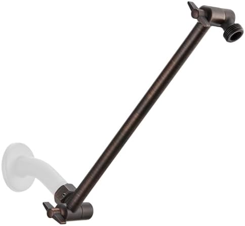 11 Inch Adjustable Shower Head Extension Arm With Locking Set Screw, Singing Rain 304 Stainless Steel Angle Height Adjustable, Easy Install, G1/2 Universal Connector Compatible (Oil Rubber Bronze)