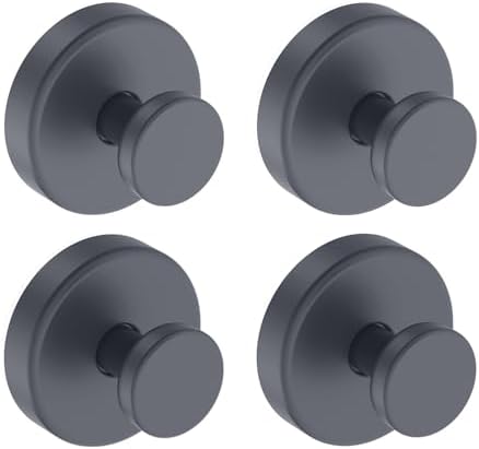 Bntuk Suction Cup Hooks for Shower, Removable Towel Hooks for Bathroom Window Glass Door Wall, Bath Robe Looafh Hook for Hanging - 4 Pack, Grey