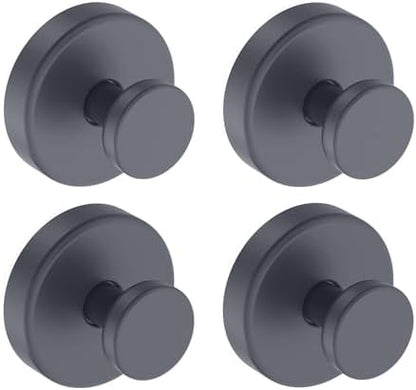 Bntuk Suction Cup Hooks for Shower, Removable Towel Hooks for Bathroom Window Glass Door Wall, Bath Robe Looafh Hook for Hanging - 4 Pack, Grey