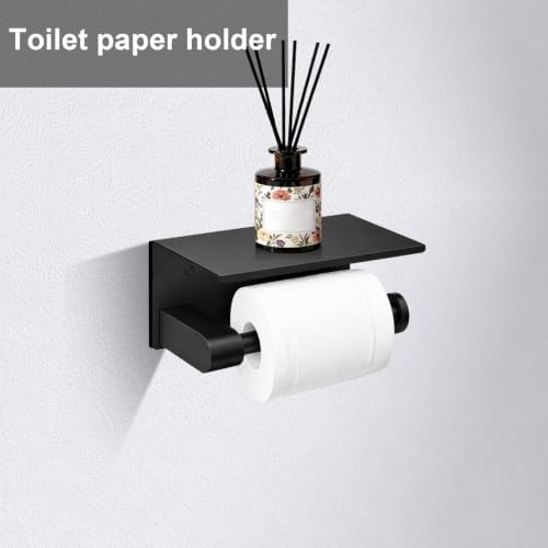 5 Pieces Matte Black Bathroom Hardware Accessories Set,24 Inch SUS304 Stainless Steel Bath Towel Holder Set, Round Bathroom Towel Bar Set, Towel Racks for Bathroom Wall Mounted