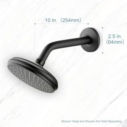 OFFO Shower Arm with Flange, 10 in Wall Mount Replacement Angle Shower Head Arm Wall-Mounted For Fixed Shower Head & Handheld Showerhead, Matte Black