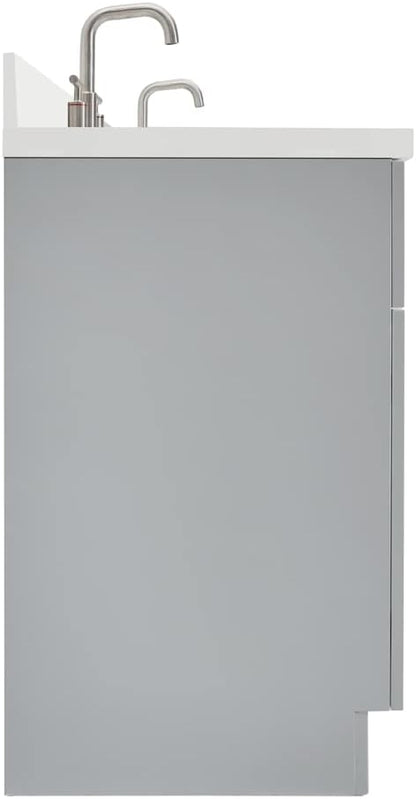 ARIEL Hamlet 72-inch Bathroom Vanity with Sink,Solid Wood, 1.5-inch Pure White Quartz Countertop & Backsplash, Double Oval Porcelain Sink, 4 Soft Closing Doors, 3 Dovetail Drawers, Grey