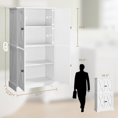 SMORBOOS Bathroom Storage Cabinet, 4-Door Freestanding Floor Cabinet