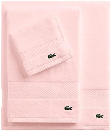 Lacoste Heritage 100% Supima Cotton Wash Cloth, Light Pink, 13" x 13" – Highly Absorbent & Quick Drying, Premium Super Soft Bath Towel, Bathroom Essential, Gift for All Occasions, Machine Washable