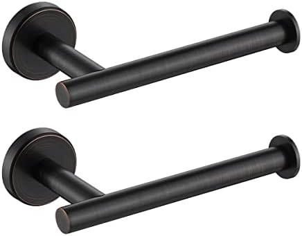 JQK Toilet Paper Holder Oil Rubbed Bronze, 5 Inch 304 Stainless Steel Thick 0.8mm Tissue Paper Dispenser for Bathroom, Hold Mega Rolls Wall Mount, 2 Pack, TPH120-ORB-P2