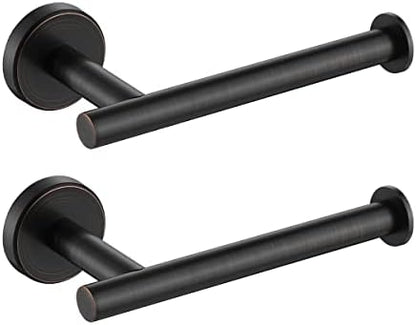 JQK Toilet Paper Holder Oil Rubbed Bronze, 5 Inch 304 Stainless Steel Thick 0.8mm Tissue Paper Dispenser for Bathroom, Hold Mega Rolls Wall Mount, 2 Pack, TPH120-ORB-P2