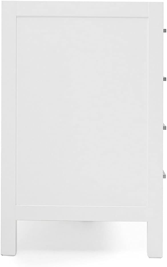 ARIEL Cambridge 42-inch Bathroom Vanity Base Cabinet,Solid Wood, 2 Soft Closing Doors, 5 Dovetail Drawers, White