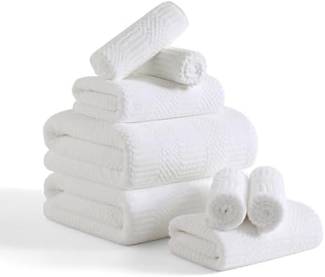 8 Piece Bath Towel Set-2 Oversized Bath Sheets(35"x70"),2 Hand Towels,4 Washcloths-Extra Large Microfiber Towel Sets,Less Lint Highly Absorbent & Quick Dry Bath Towels for Bathroom Gym Pool,White
