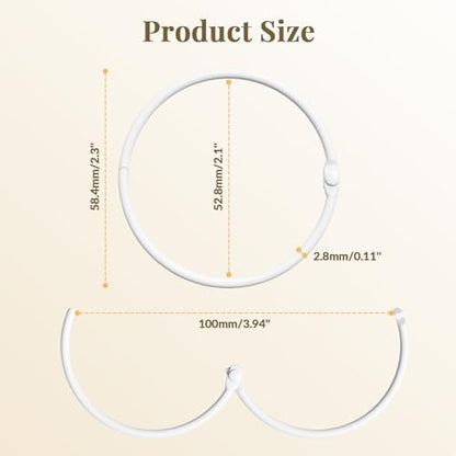 Bathway Anti-Drop Shower Rings, 12 Pcs Metal Rings for Curtain Rod, Rust Proof, White