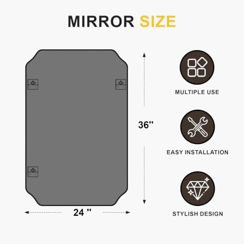 Vanity Bathroom Mirror, 24" x 36" Black Scalloped Mirror for Wall