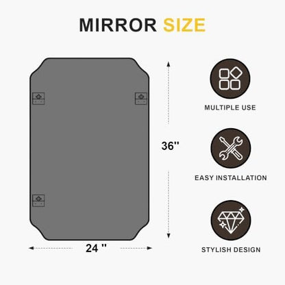 Vanity Bathroom Mirror, 24" x 36" Black Scalloped Mirror for Wall