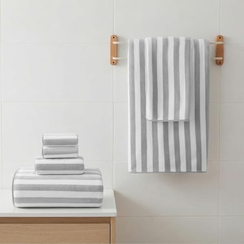REDKISS Ultra Soft Bath Towel Sets 6-Piece 35"x70" | 100% Microfiber, Highly Absorbent & Quick Dry | Grey Towels for Bathroom, Spa, Gym | 2 Bath, 2 Hand, 2 Washcloths
