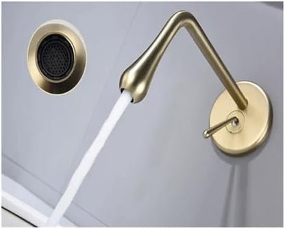 Brushed Gold Wall-Mounted Faucet Hot & Cold Sink Mixer Tap Elegant Rose Gold Bathroom Basin Mixer Drip-Free Design Luxury Kitchen and Bathroom Fixture