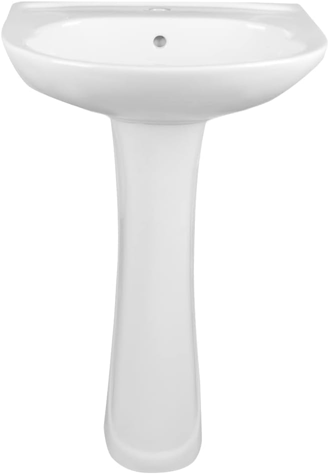 DeerValley Ally 20x16.54 Inch U-Shape White Ceramic Pedestal Sink with Overflow, Modern Bathroom Pedestal Sink, DV-1P525