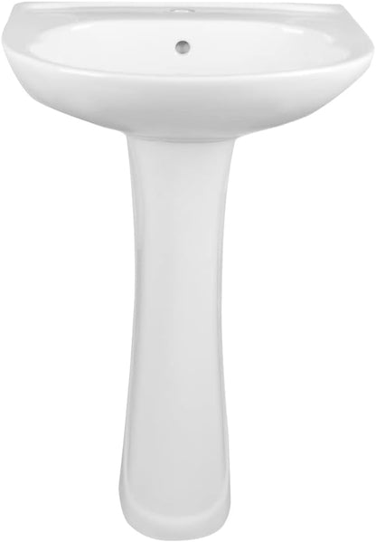 DeerValley Ally 20x16.54 Inch U-Shape White Ceramic Pedestal Sink with Overflow, Modern Bathroom Pedestal Sink, DV-1P525