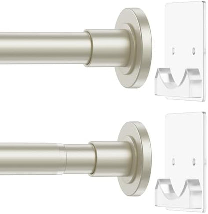 CorkLatta Nickel Adjustable Shower Curtain Rod 32 to 92 inch with 2 Holders