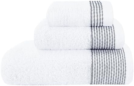 Belizzi Home Ultra Soft 3 Pack Cotton Towel Set, Contains a Bath Towel 28x55 inch, a Hand Towel 16x24 inch & a Wash Coth 12x12 inch, Ideal Everyday use, Compact & Lightweight - White