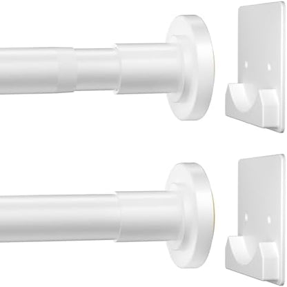CorkLatta White Shower Curtain Rod,1 Inch Diameter Stainless Steel Adjustable Spring Tension Rods 32 to 80",with Holders,Anti-Slip,Curtain Rods No Drilling(1 Pack)