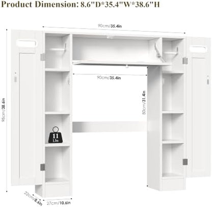 Keyluv Short Over the Toilet Storage Cabinet with Doors for Small Bathroom
