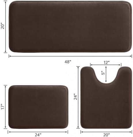 HUXMEYSON 3-Piece Memory Foam Bathroom Rug Set, Brown
