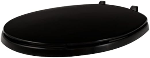 Centoco Black Round Toilet Seat, Residential, Top Mount Plastic Hinge, Closed Front with Cover, Plastic, DSAMAZ2-407